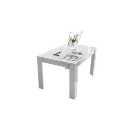 Table extensible 137x90cm PRISMA laqué blanc brillant