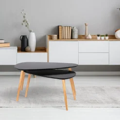 Table Gigogne Bois Galet Noir