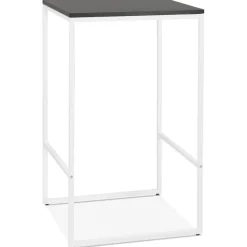 Table haute 'ORTOS' avec plateau noir et structure blanche idéale pour les professionnels