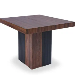 Table rectangulaire extensible Virzon Bois noisette et rainurage Noir