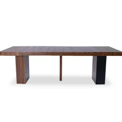 Table rectangulaire extensible Virzon Bois noisette et rainurage Noir