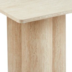 Table rectangulaire pieds colonnes design Historic Effet Travertin Beige
