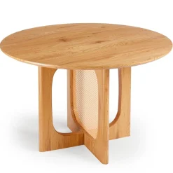 Table ronde avec cannage Bohemia Chêne clair et Rotin