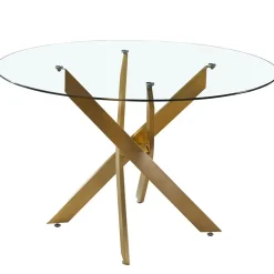 Table ronde en verre pieds Or NELLY