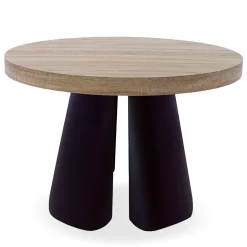Table ronde extensible Henriette Chêne Clair pieds Noir
