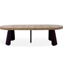 Table ronde extensible Henriette Chêne Clair pieds Noir