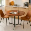 Table ronde pliable gain de place Cokelio Métal et plateau 3 parties Bois Noisette