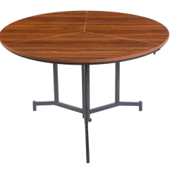 Table ronde pliable gain de place Cokelio Métal et plateau 3 parties Bois Noisette
