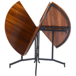 Table ronde pliable gain de place Cokelio Métal et plateau 3 parties Bois Noisette