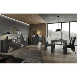 Table salle à manger L180 cm DANA laqué anthracite brillant