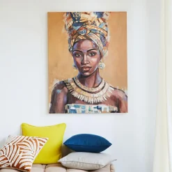 Tableau femme africaine Louga Ocre