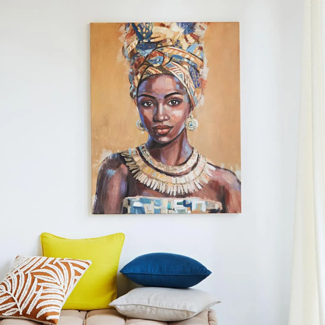 Tableau femme africaine Louga Ocre
