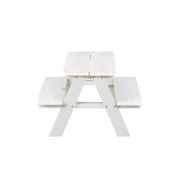 Table-banc enfant HENNING pin massif vernis blanc