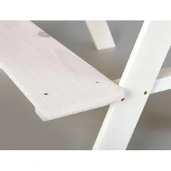 Table-banc enfant HENNING pin massif vernis blanc