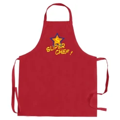 Tablier de cuisine adulte sans poche Super Chef recyclé Rouge 72 x 90