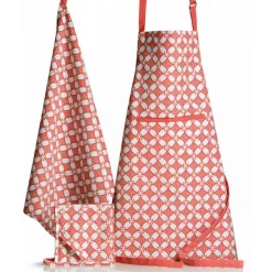 Tablier de cuisine enduit Fatou recyclé Corail 72 x 85
