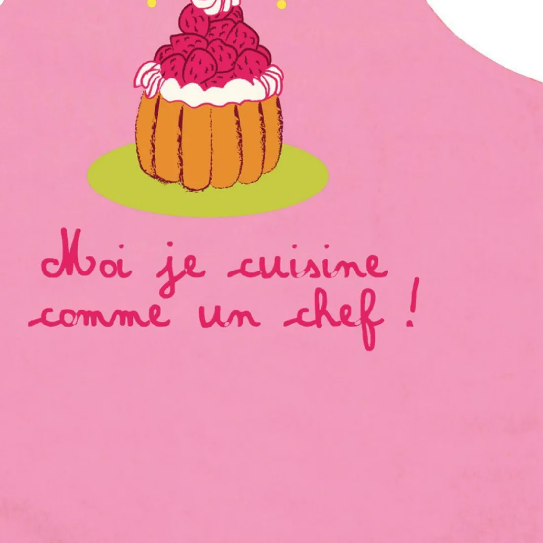Tablier de cuisine enfant Je cuisine comme un chef recyclé Rose 52 x 63