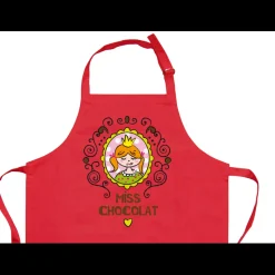 Tablier de cuisine enfant Miss Chocolat recyclé Rouge 52 x 63