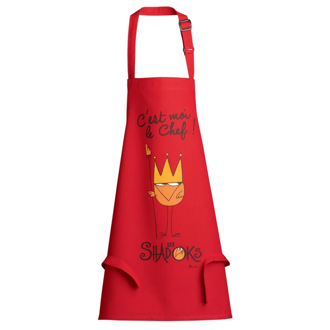 Tablier de cuisine enfant Shadok Roi Chef Rouge 52 x 63