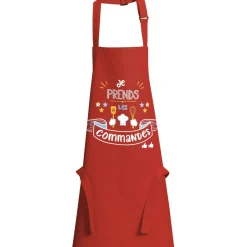 Tablier de cuisine enfant Je prends les commandes Rouge 52 x 63