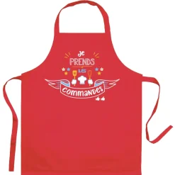 Tablier de cuisine enfant Je prends les commandes Rouge 52 x 63