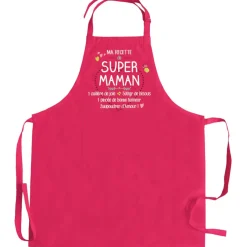 Tablier de cuisine Ma recette de super maman recyclé Rose 72 x 90