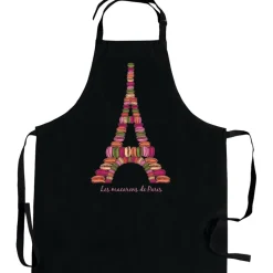 Tablier de cuisine Macarons de Paris recyclé Noir 72 x 90