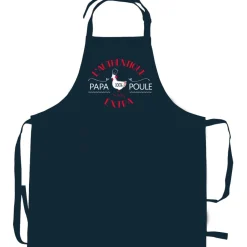 Tablier de cuisine Papa poule recyclé Indigo 72 x 90