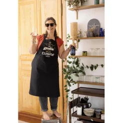 Tablier de cuisine Peps recylé Le gratin avec poche Rose 90 x 72