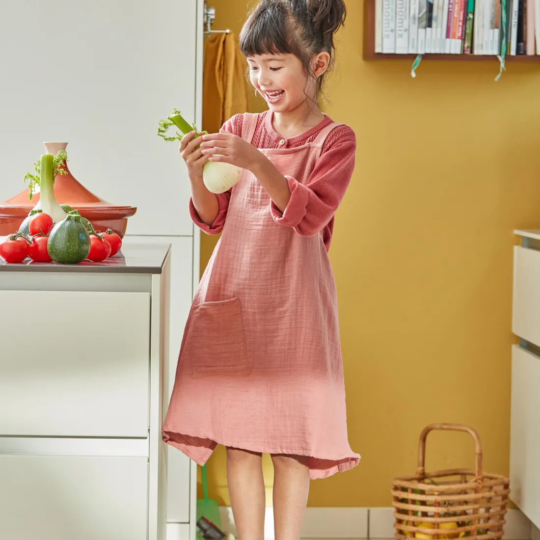 Tablier de cuisine pour enfant en coton MYKID Rose