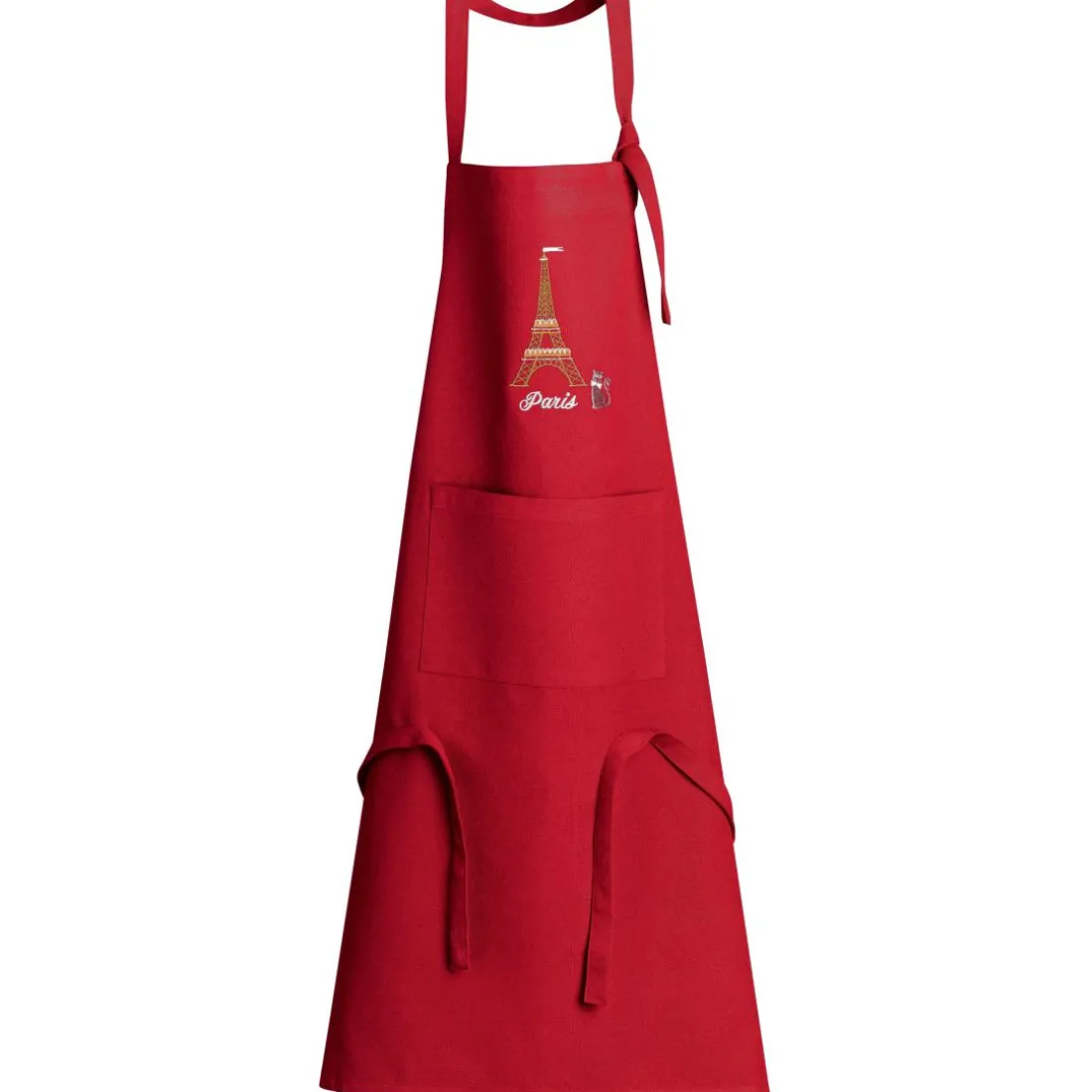 Tablier de cuisine recyclé Tour Eiffel avec poche Rouge 85 x 72