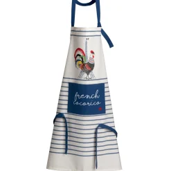 Tablier de cuisine recyclé French Cocorico Ecru/bleu