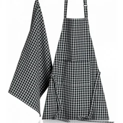 Tablier de cuisine recyclé Billie Noir/gris 80 x 85