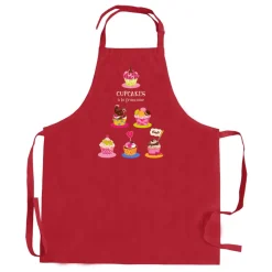 Tablier de cuisine sans poche Cupcake recyclé Rouge 72 x 90