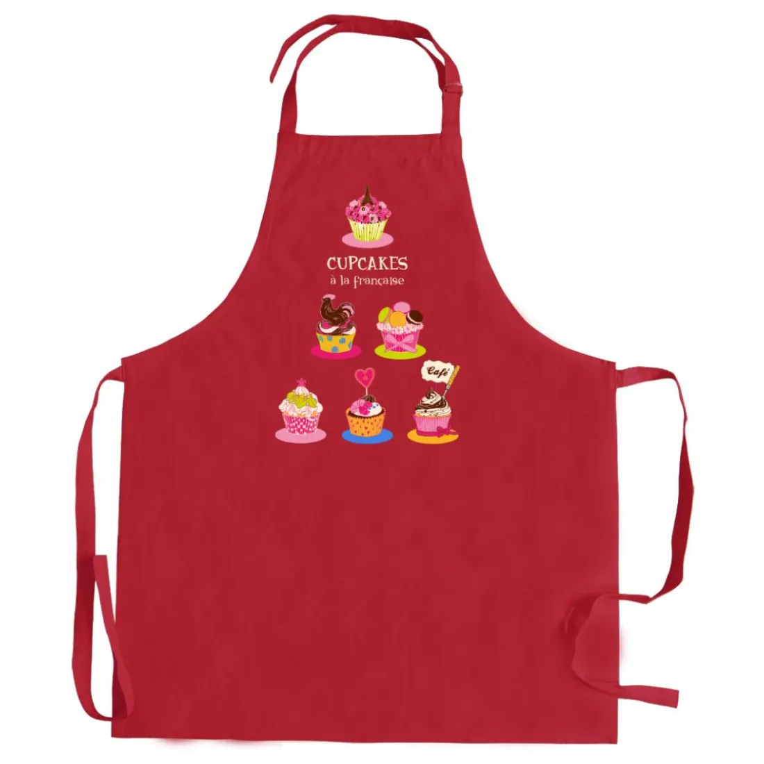 Tablier de cuisine sans poche Cupcake recyclé Rouge 72 x 90
