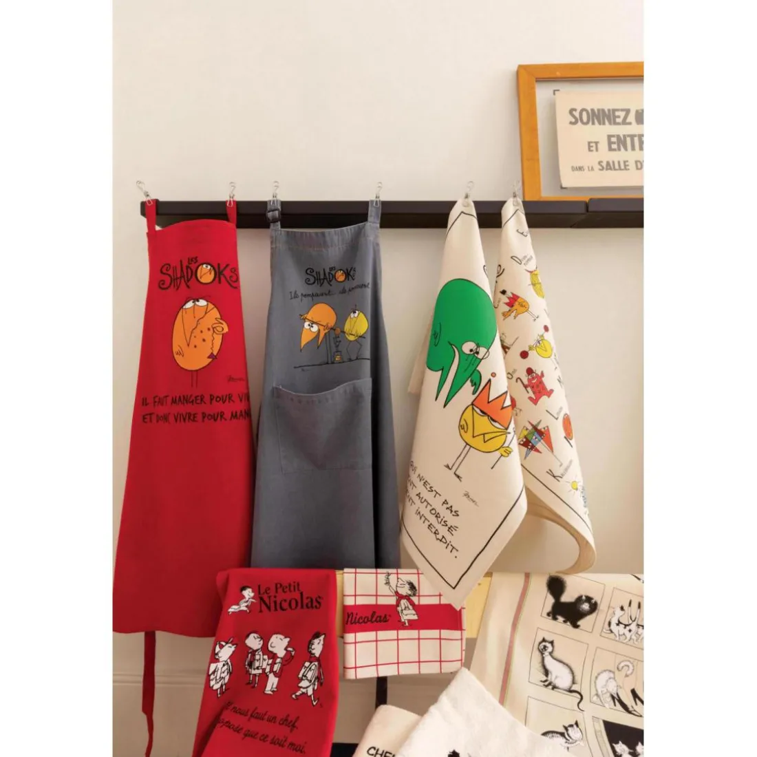 Tablier de cuisine Shadoks Glouton recyclé Rouge 72 x 90