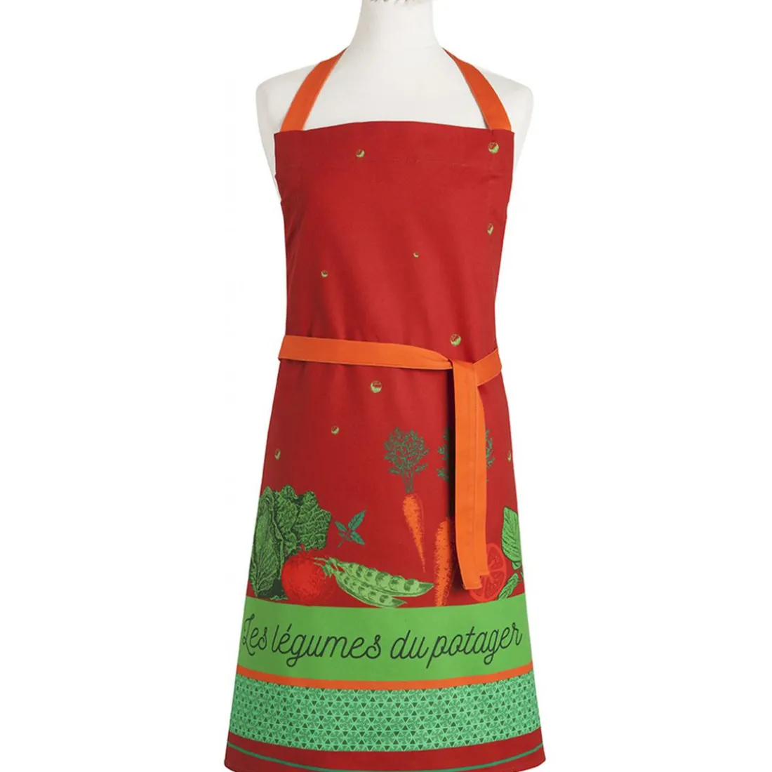 Tablier Imprimé En Coton - LÉGUMES DU POTAGER - 85 x 76 cm