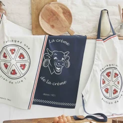 Tablier imprimé en coton La Vache qui rit-Beige