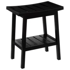 Tabouret avec rangement en bambou - noir