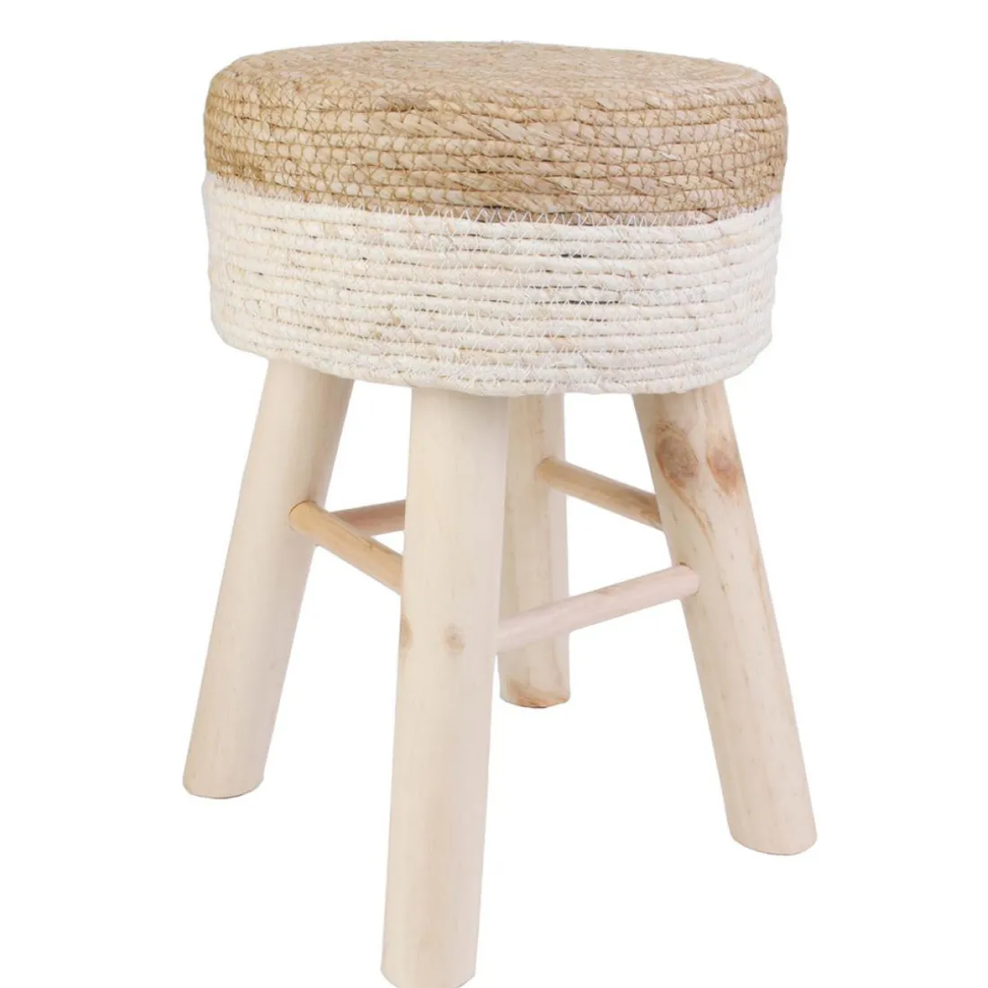Tabouret Blanc et bois ANTONIO
