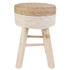 Tabouret Blanc et bois ANTONIO