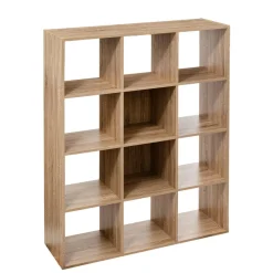 Étagère 12 cases effet chêne naturel