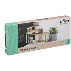 Étagère d'angle 3 niveaux bambou inox
