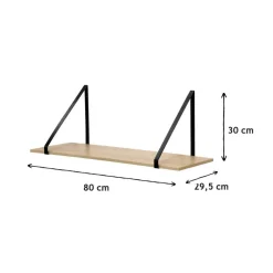 Étagère murale grande profondeur en bois avec support en métal