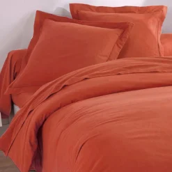 Taie de traversin ou taie d'oreiller en FLANELLE UNI Laureat Terracotta