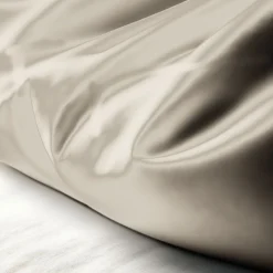 Taie de traversin, Taie d'oreiller satin de coton uni TERTIO® - Ecru uni
