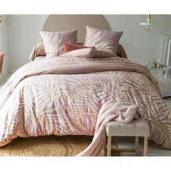 Taie d'oreiller ou taie de traversin en coton LAURE rose