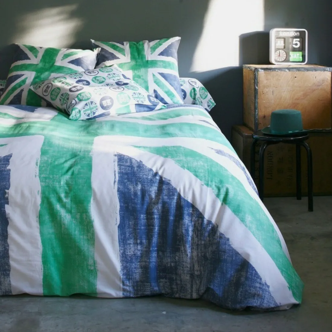 Taie d'oreiller coton OLD FLAG - Vert