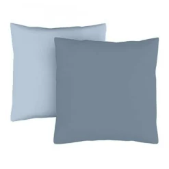 Taie d'oreiller coton TERTIO® - Bleu Glacier / Bleu Orage