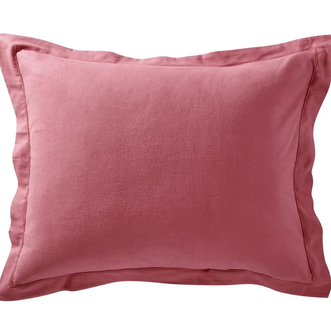 Taie d'oreiller en flanelle unie LAUREAT rose framboise